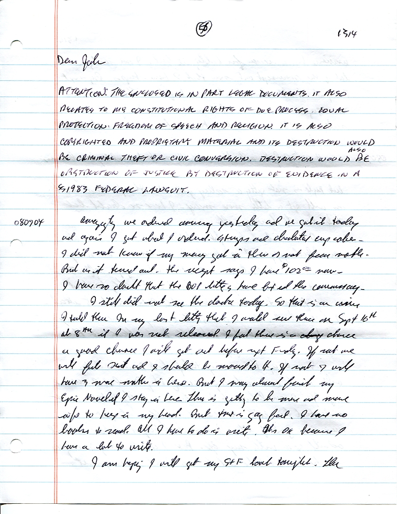 Dr John WorldPeace 2008 Prison Journal